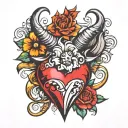 Heart with horn tattoo design idea