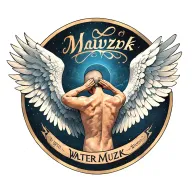 angle wings with name "walter muzyk" tattoo design idea