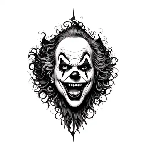 blackwork scary clown back tattoo tattoo design idea
