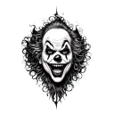 blackwork scary clown back tattoo tattoo design idea