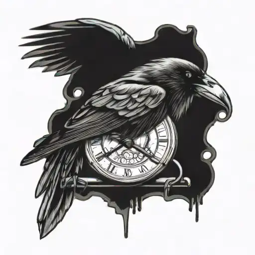 small crow sitting can't rain all the time piece tattoo design idea