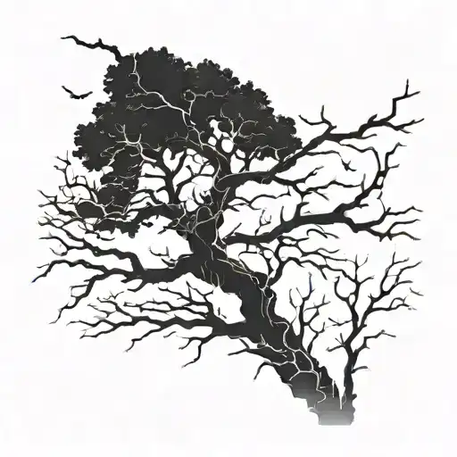 A black rectangle through which lightning passes in the shape of a branch tattoo design idea