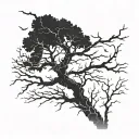 A black rectangle through which lightning passes in the shape of a branch tattoo design idea