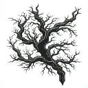 A black rectangle through which lightning passes in the shape of a branch tattoo design idea