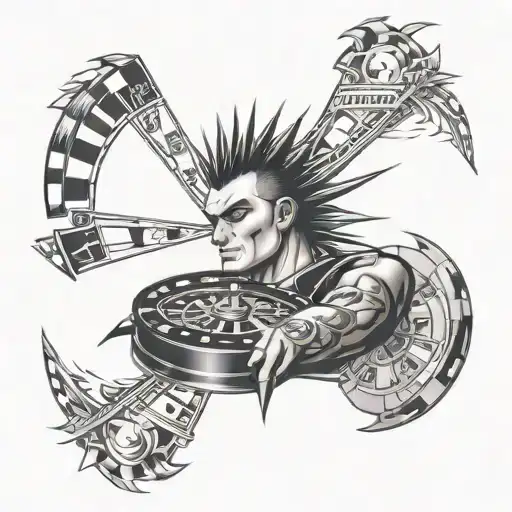 As spike with a roulette wheel surrounded  tattoo design idea