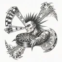 As spike with a roulette wheel surrounded  tattoo design idea