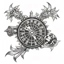 As spike with a roulette wheel surrounded  tattoo design idea