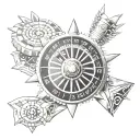 As spike with a roulette wheel surrounded  tattoo design idea