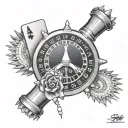 As spike with a roulette wheel surrounded  tattoo design idea