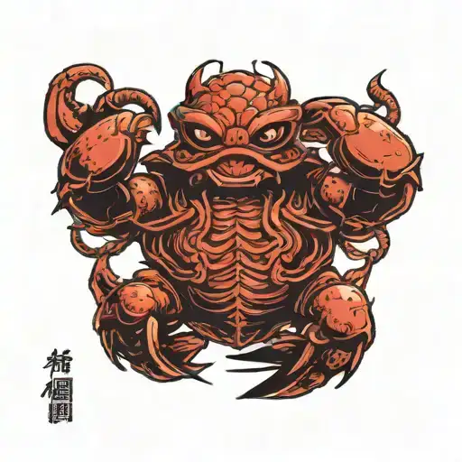 crushing a crab with a mallet transforming into a Viking tattoo design idea