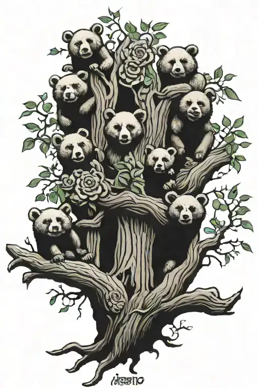 Ent with Grateful Dead Bears family tree intertwined tattoo design idea