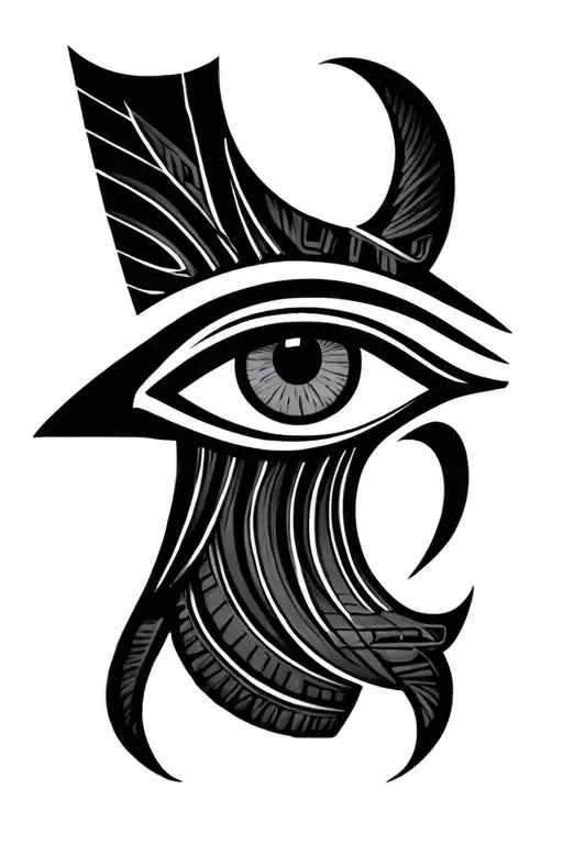 A simple Eye of Horus tattoo design for behind the ear can feature clean, minimalistic lines that emphasize the iconic tattoo design idea