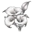 Calla Lilies add text saying Qa'id tattoo design idea