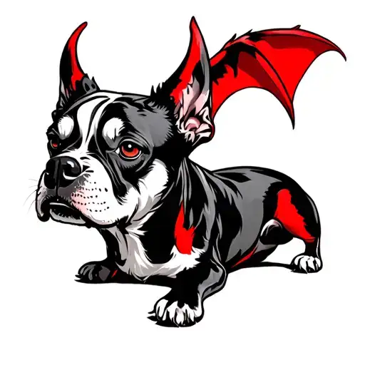 red and black demon dog tattoo design idea