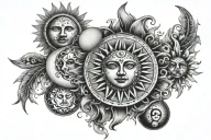 Sun And Moon phases tattoo design idea