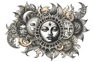Sun And Moon phases tattoo design idea
