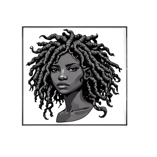 african american medusa with locs tattoo design idea