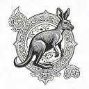 kangaroo track symbol integrated tattoo design idea