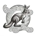 kangaroo track symbol integrated tattoo design idea