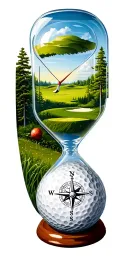 family and forest and hour glass and compass golf course golf ball tattoo design idea