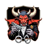 The Tasmansky Devil dressed in the form of the FSIN, holds handcuffs and a stun gun in his hands tattoo design idea