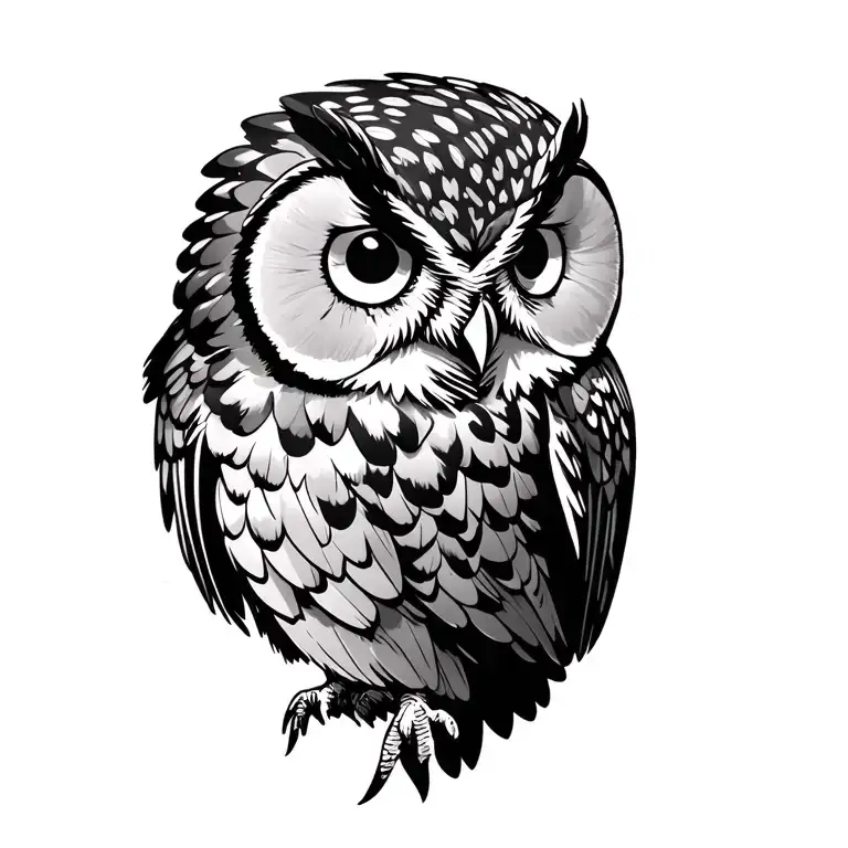 Owl flying tattoo design idea