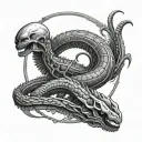 xenomorph ouroboros snake tattoo design idea
