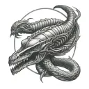 xenomorph ouroboros snake tattoo design idea