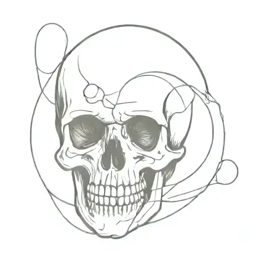 skull and black hole sucking tattoo design idea