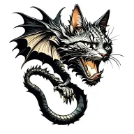 floating cat dragon tattoo design idea