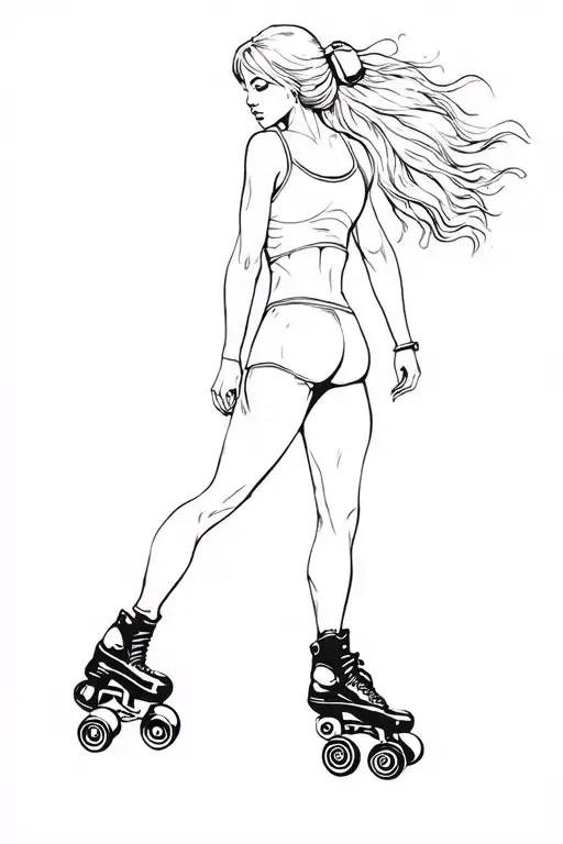roller derby girl, ptsd survivor silhouette emerging tattoo design idea