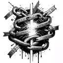 self harm symbolized by broken chains tattoo design idea