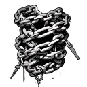 self harm symbolized by broken chains tattoo design idea