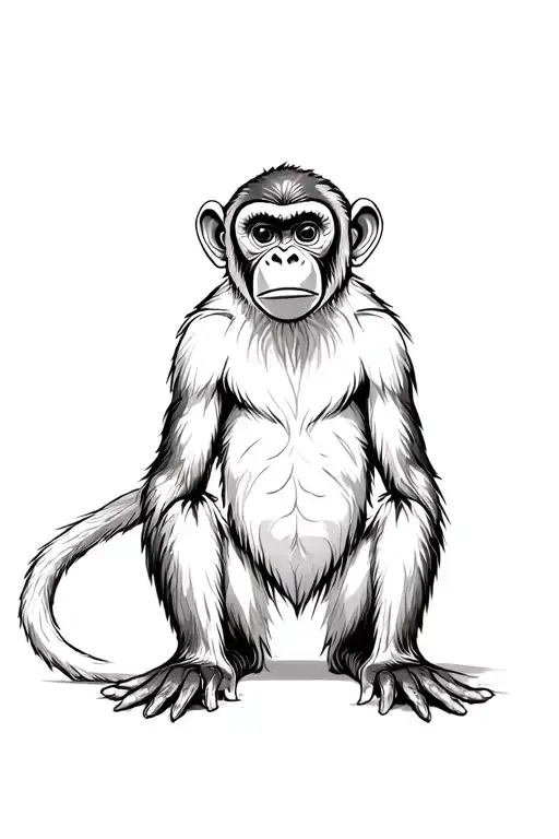 Monkey sitting tattoo design idea