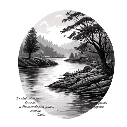 a poem leading into a river tattoo design idea