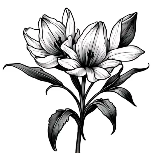 hyacinth and tulip flower tattoo design idea