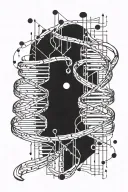 Binary code intertwining with DNA strands tattoo design idea