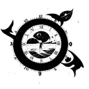 moon or a planet inside a time dial, words let it be, beach, mountain, lost  man standing, less black ink minimal tattoo tattoo design idea