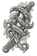 Wrench flames surrounding tattoo design idea