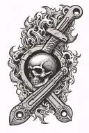 Wrench flames surrounding tattoo design idea