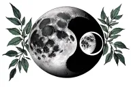 Moon phases plant frills tattoo design idea
