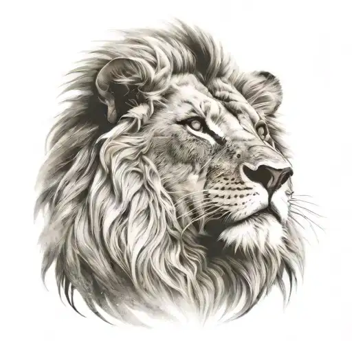 lion head face tattoo design idea