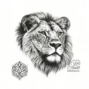 lion head face tattoo design idea