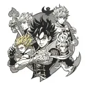 the anime called Black clover with anime with fairy tail the anime tattoo design idea