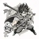 the anime called Black clover with anime with fairy tail the anime tattoo design idea