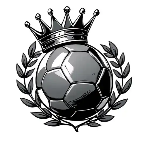 football ball with crown and laurel wreath around  tattoo design idea