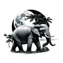 elephants, turtles and the moon  tattoo design idea