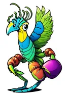 mantis peacock shrimp wearing boxing gloves tattoo design idea