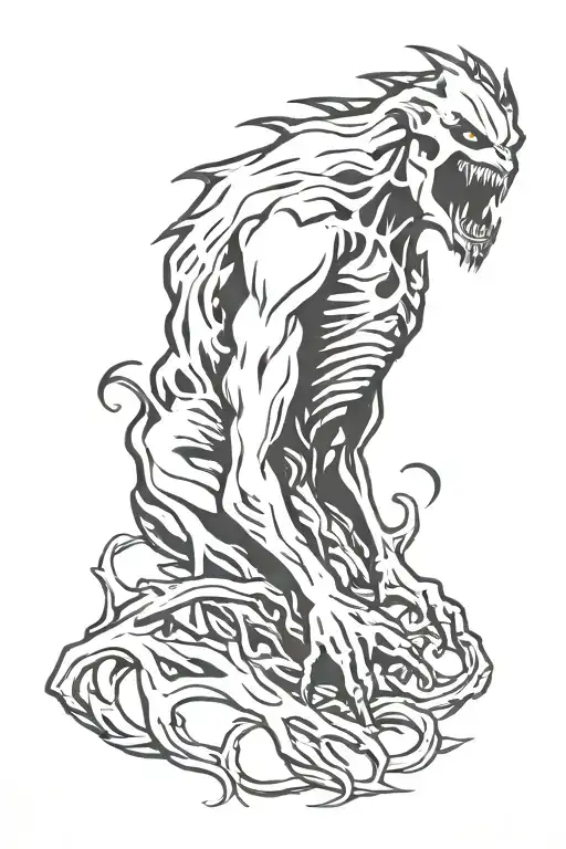 The monster of dark fantasy tattoo design idea
