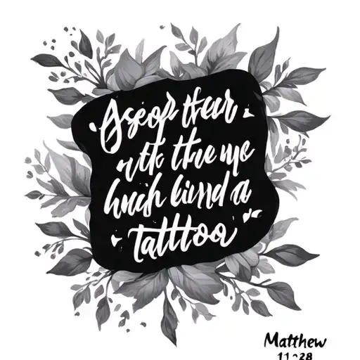 Matthew 11:28 bible verse tattoo design idea